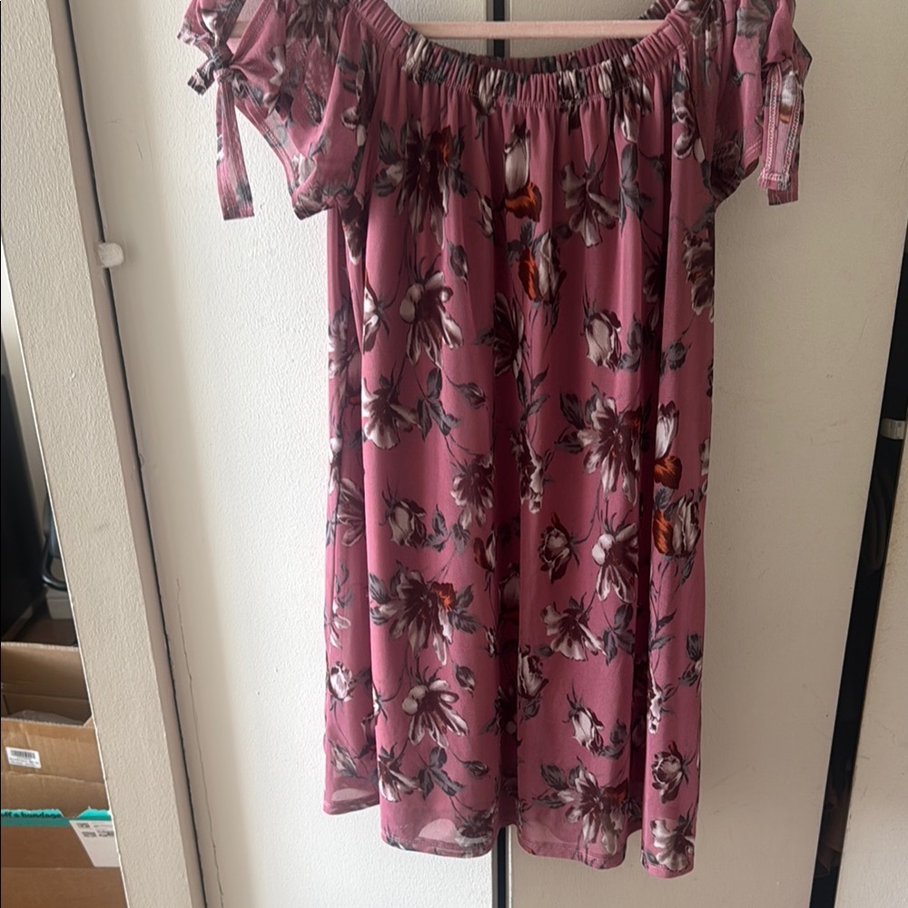 Pink Floral Off-Shoulder Dress